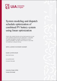 AURA System modeling and dispatch schedule optimization of